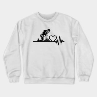 Football Player Praying Heartbeat Crewneck Sweatshirt